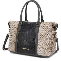 MKF Collection Raven Faux Crocodile-Embossed Vegan Leather Womens Weekender Handbag brown